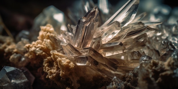 Closeup photo of crystal mineral stone macro Generative AI High quality photo