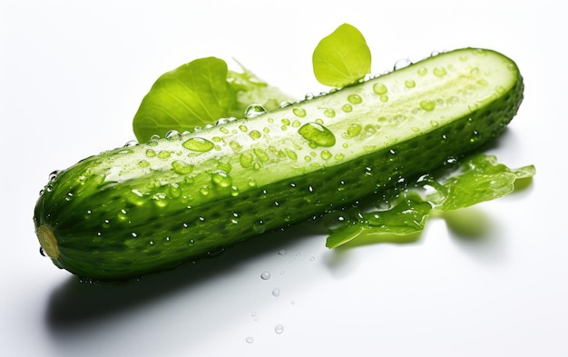 CloseUp Photo of a Cucumber With Refreshing Water Droplets