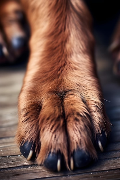 Photo closeup photo of cute a brown dogs paws