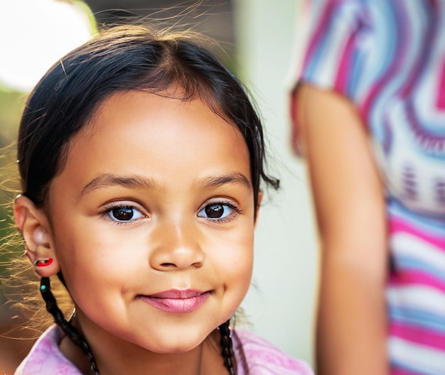 Closeup photo of cute girl smiling