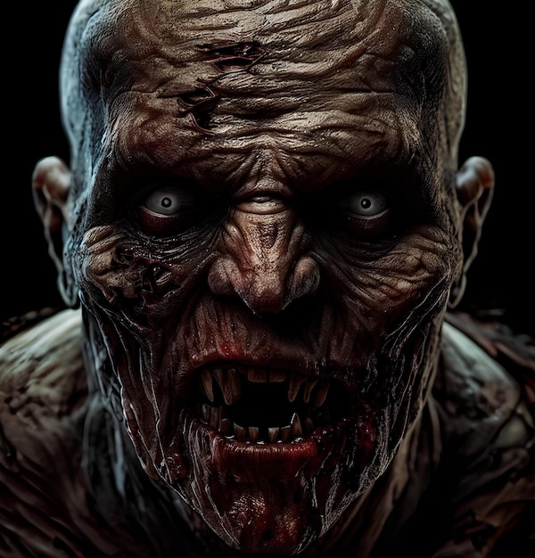 A closeup photo of the dangerous zombie