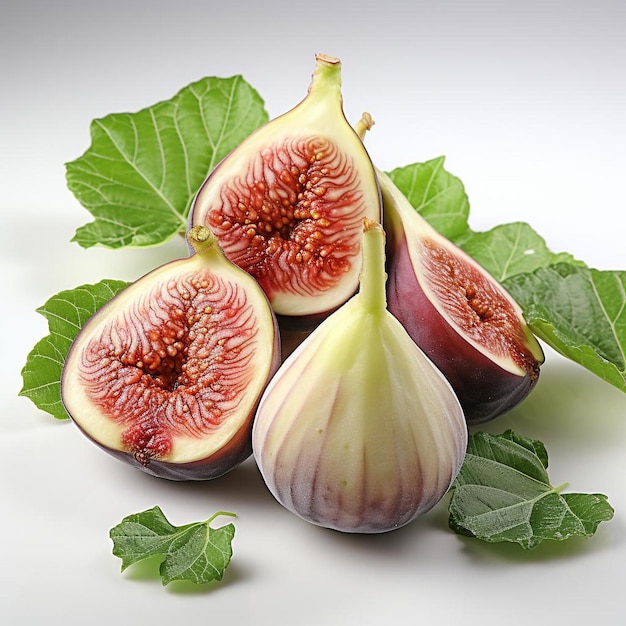 Closeup photo of figs on an isolated white background