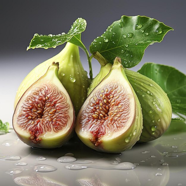 Photo closeup photo of figs on an isolated white background