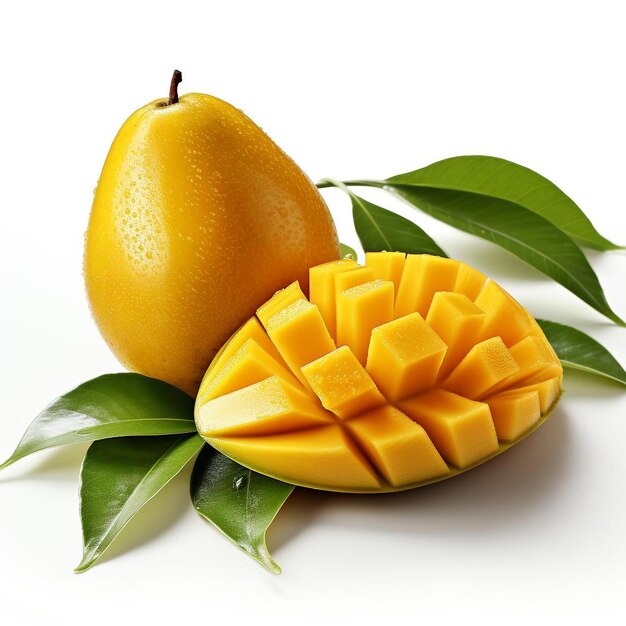 closeup photo of fresh mango flowers on an isolated white background