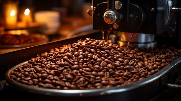 ボウルで処理される黄金色のプレミアム生コーヒー豆のクローズアップ写真