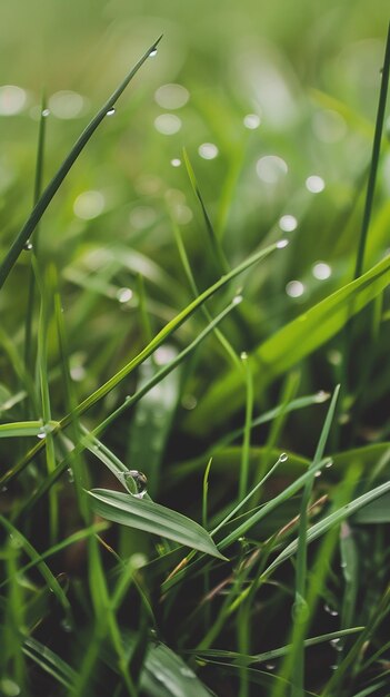 Closeup photo of grass after rain