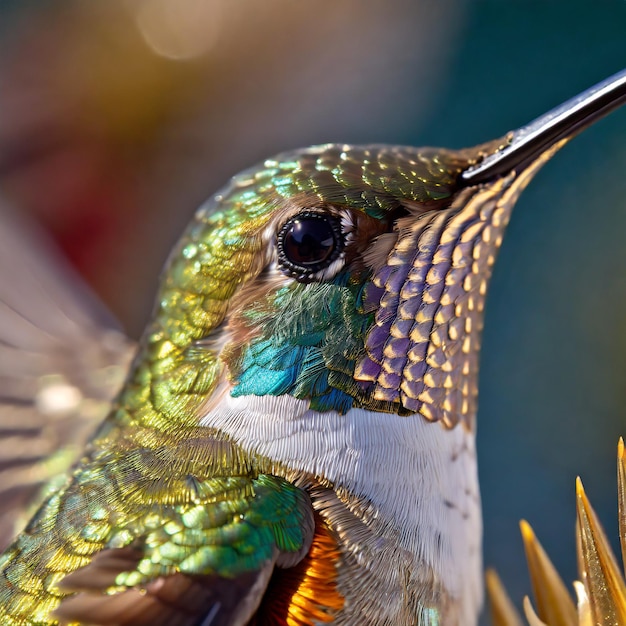 Closeup photo of a hummingbird