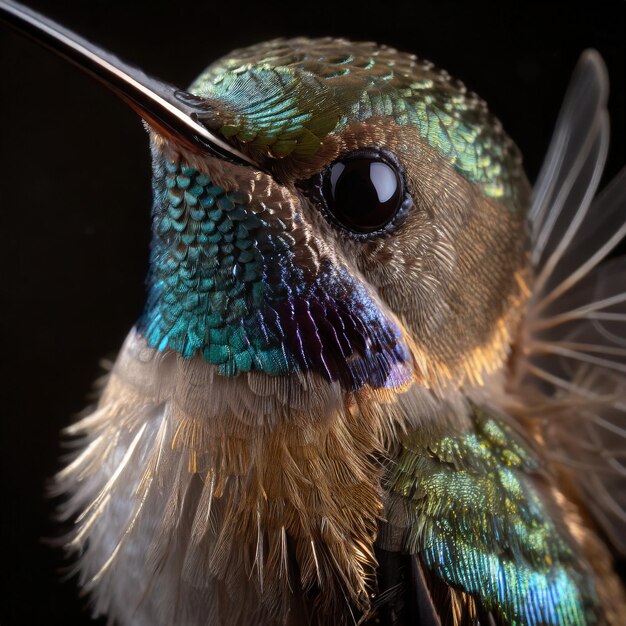 Foto foto ravvicinata di un colibrì