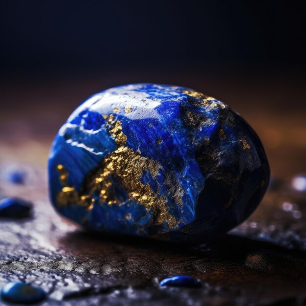 Closeup photo of lapis lazuli mineral stone macro generative ai