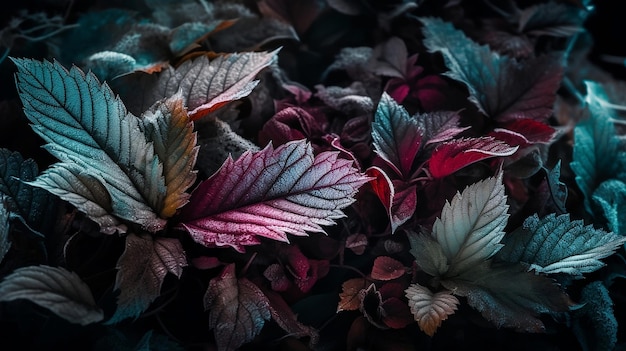 A closeup photo of leaves in the jungle