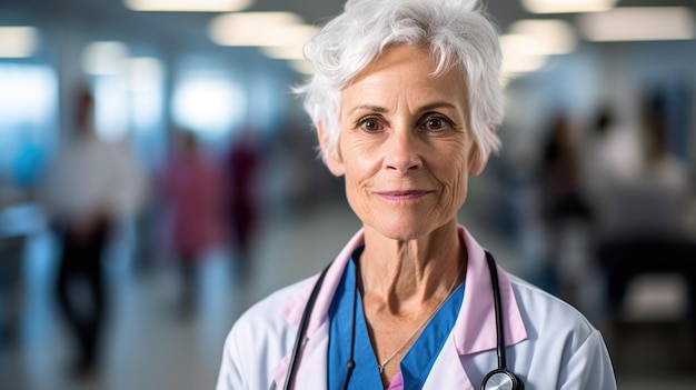 Closeup photo of middleaged female doctor