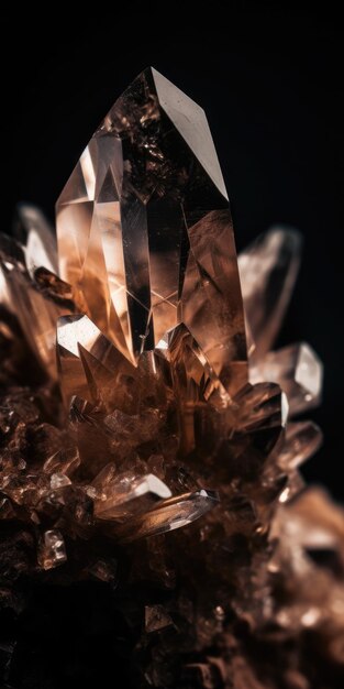 Closeup photo of mineral smoky quartz macro Generative AI