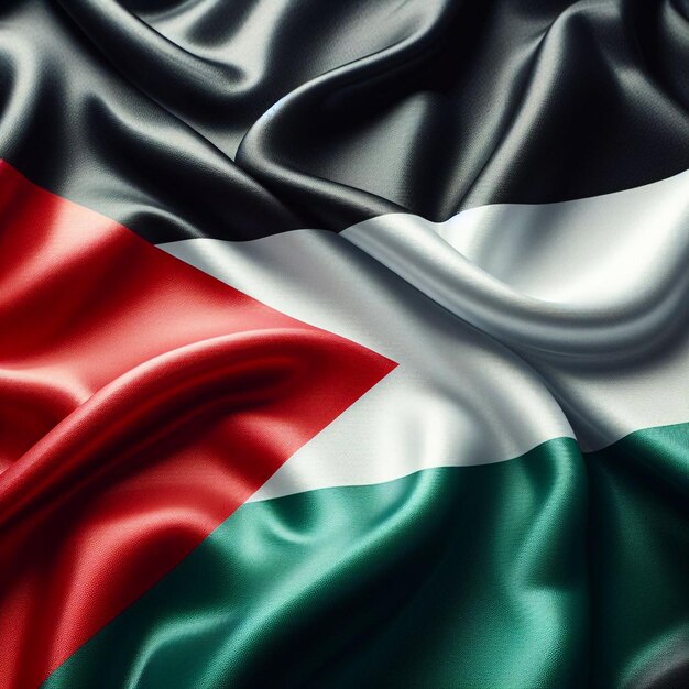 Closeup photo of the Palestinian flag flying