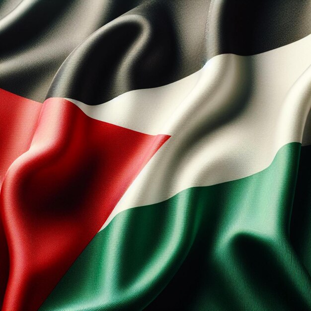 Closeup photo of the Palestinian flag flying