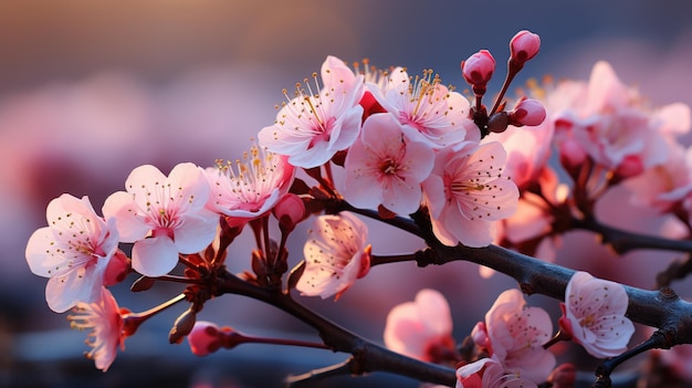 Photo closeup photo of peach blossoms