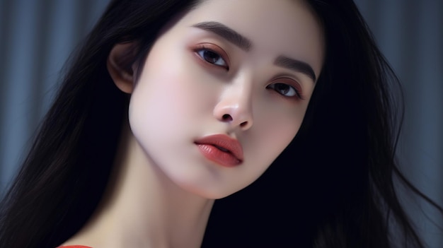a closeup photo portrait of a beautiful young asian indian model woman
