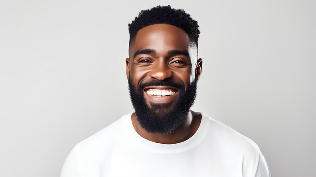 Photo closeup photo portrait of a handsome black man smiling