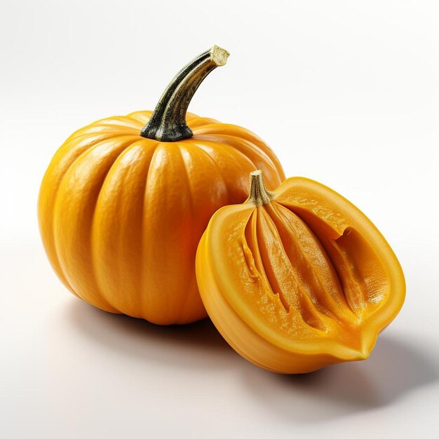 closeup photo of pumpkin on isolated white background