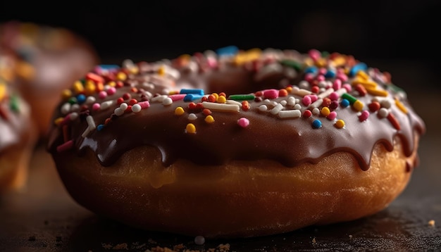 도넛 위에 뿌려진 스프링클로즈업 사진 Generative AI