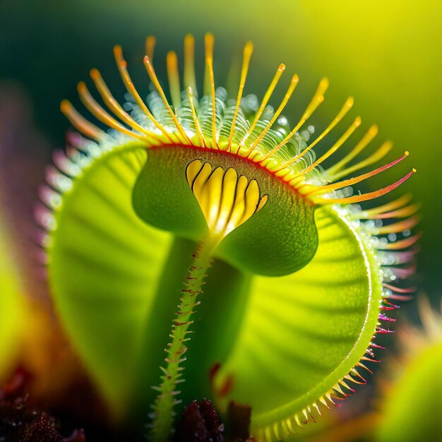 Closeup photo of a Venus flytrap plant