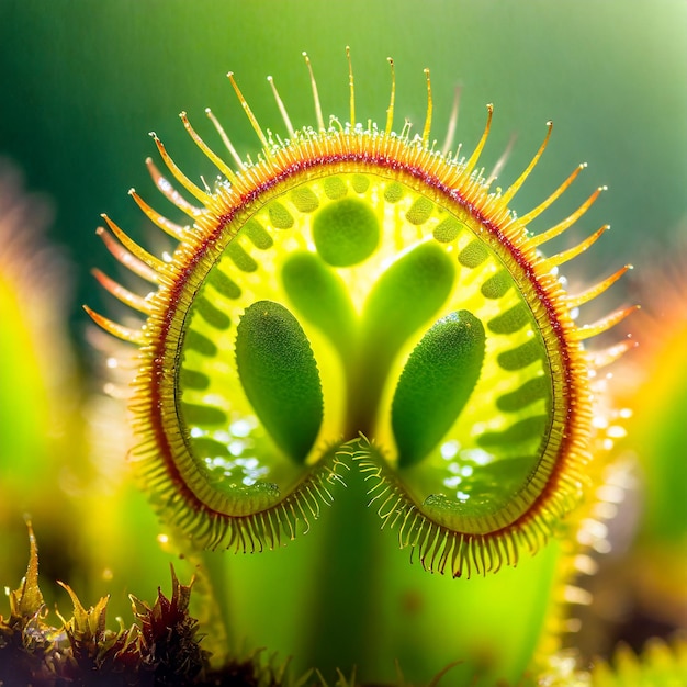 Closeup photo of a Venus flytrap plant