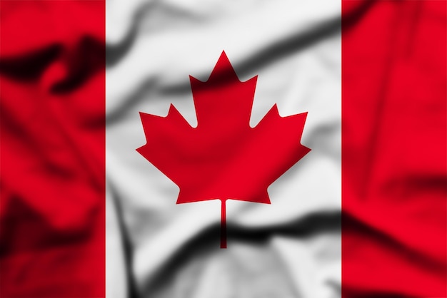 Closeup photo of the waving flag of the canada