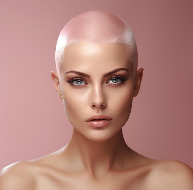 Closeup photograph of a determined young woman with the World Cancer Day symbol