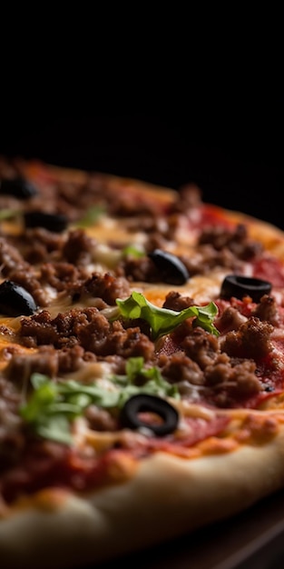 A closeup photograph of a meat lover's pizza slice prominently featuring various types of meat