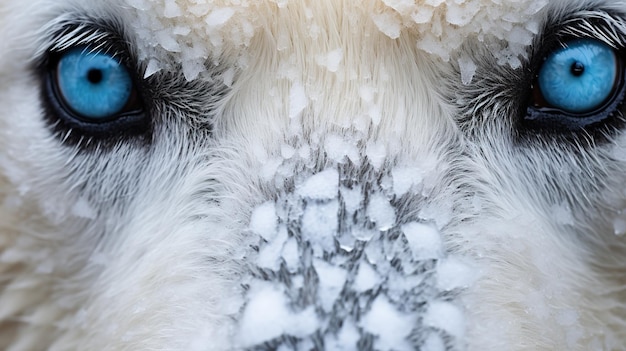Фото Близкий взгляд на лицо белого медведя, изображающий интенсивность и величие арктической дикой природы