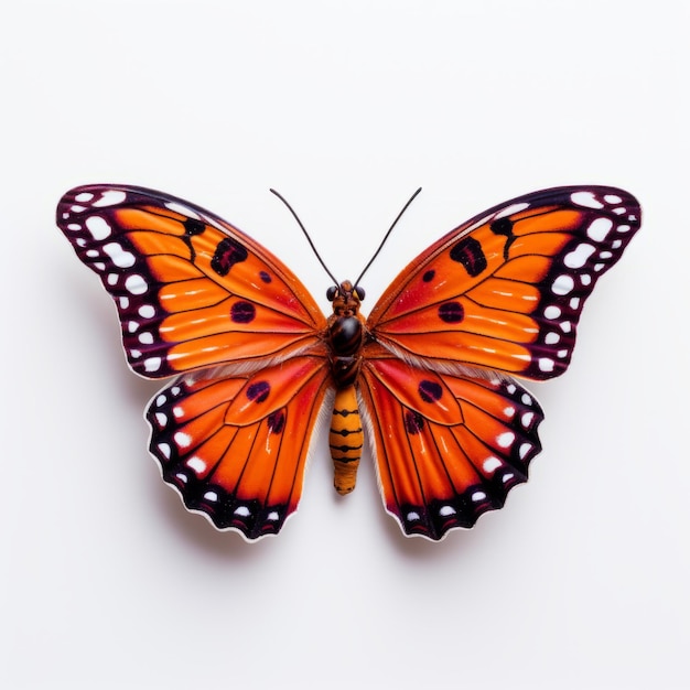 Closeup Photograph Of A Pinned Butterfly On White Background