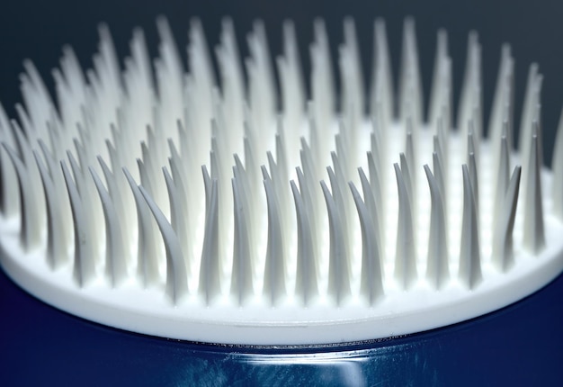 Closeup photograph of some skin cleansing hairs from an exfoliating brush