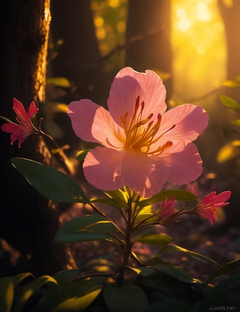 森の中の野生の花のクローズアップ写真