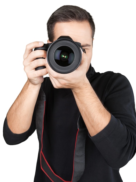 Closeup of a Photographer Taking Photos