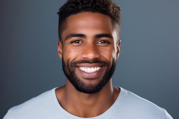 Фотопортрет красивого молодого чернокожего мужчины крупным планом Generative Ai