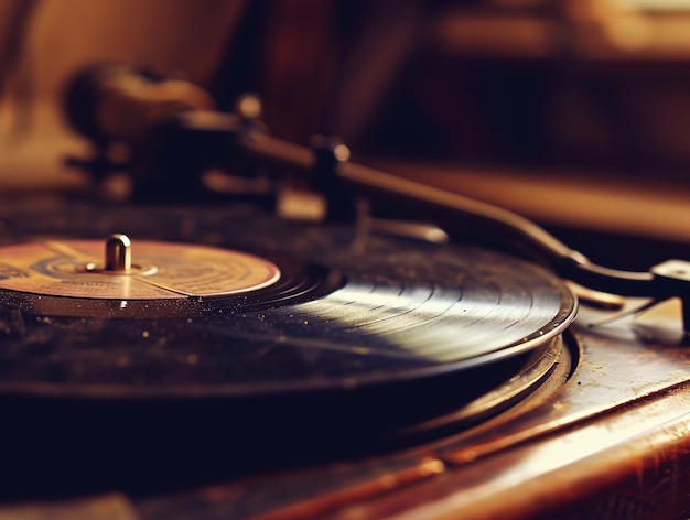 Closeup photography of a vintage record player