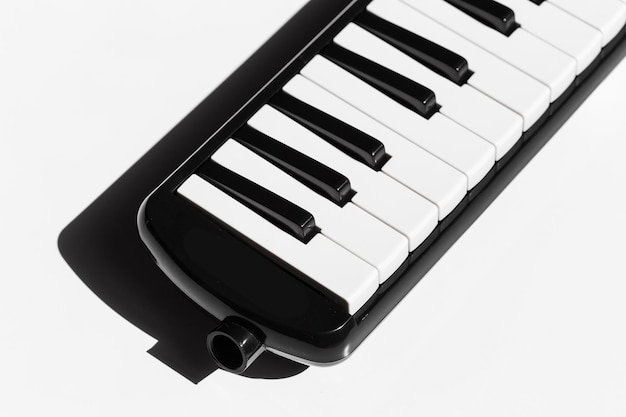 Closeup of piano keyboard