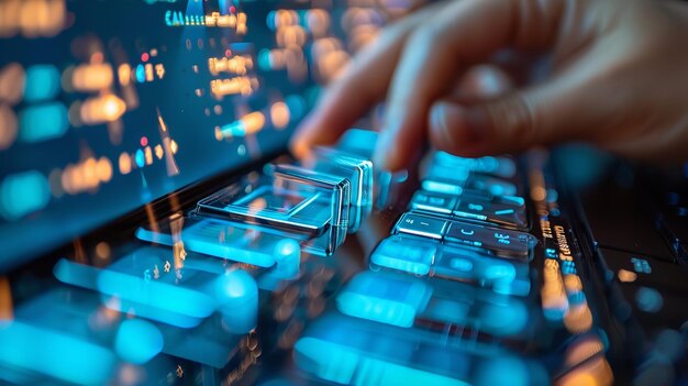 Premium Photo | Closeup picture hands on a keyboard developing ...