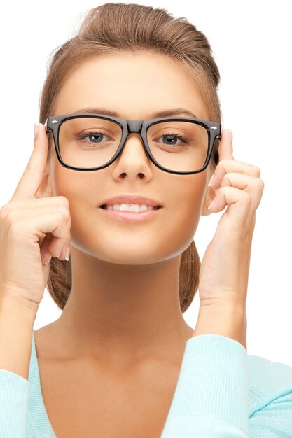 closeup picture of lovely woman in spectacles