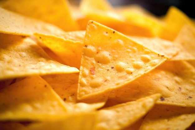 Closeup picture showing the texture of nacho chips