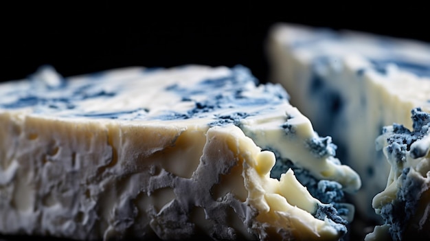 Photo closeup of a piece of blue mold cheese ai