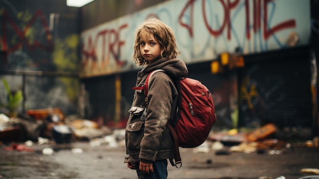 Photo a closeup of a piece of graffiti on a wall depicting a young person holding a sign that says save the planet created with generative ai