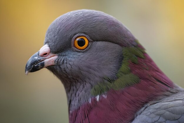 Closeup of a Pigeon Against Bokeh Background