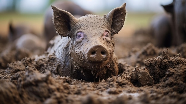 A closeup of a pigs snout covered in mud and sweat a symbol of the additional stress and discomfort