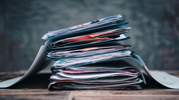 Closeup of a pile of papers on the table