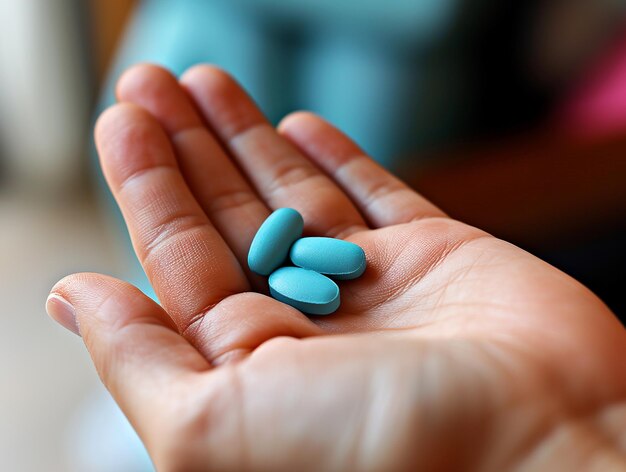 Closeup of pills in hand
