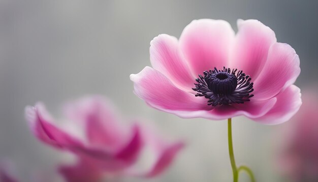 closeup of pink anemone flowers