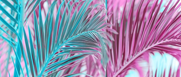 Closeup of Pink and Blue Palm Tree