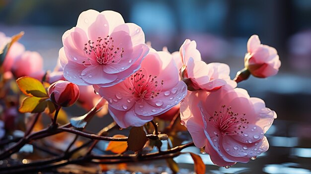 Closeup of pink cherry blossoms