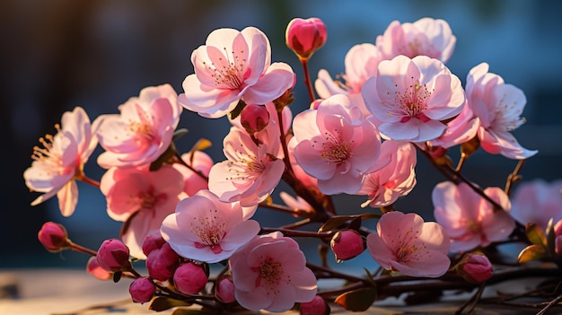 Closeup of pink cherry blossoms