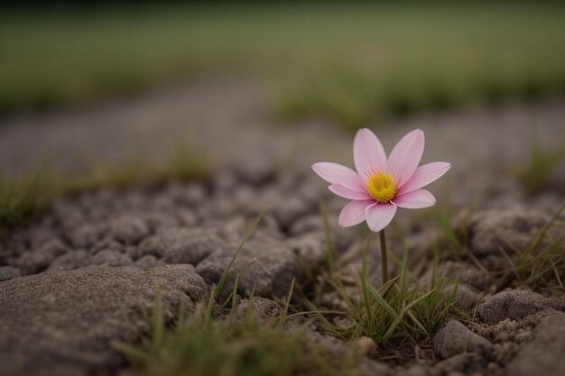 Photo closeup of pink cosmos flower on field